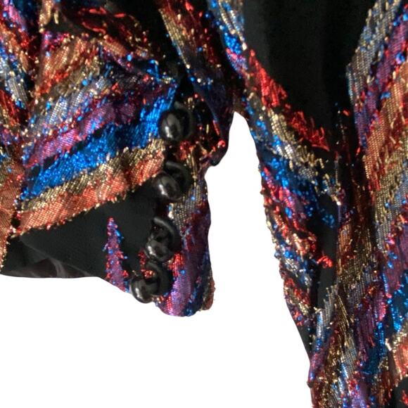 Vintage Gossamer styled by Donald Curtis Metallic Lame Multicolor Black Blouse - Picture 4 of 7